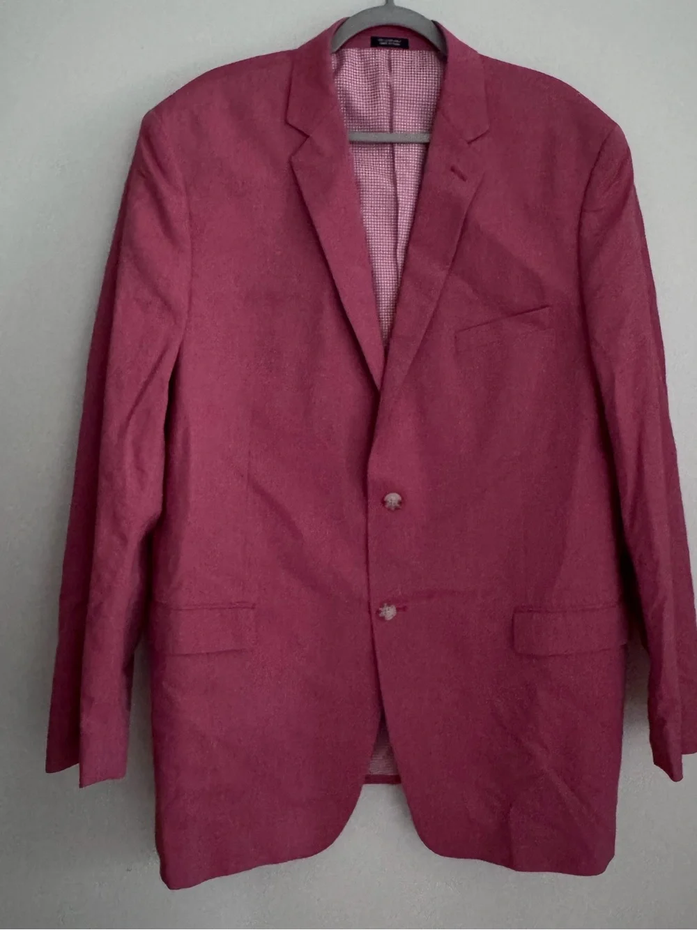SADDLEBRED 100% Cotton 2 Button Gingham Lined Blazer Sports Coat -Men's Size 46L